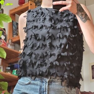 English Factory 3d Floral Black Textured Blouse Camisole - Size S